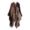 Versatile Plaid Women's Faux Cashmere Shawl: Ethnic Style Slit Cape for Autumn/Winter