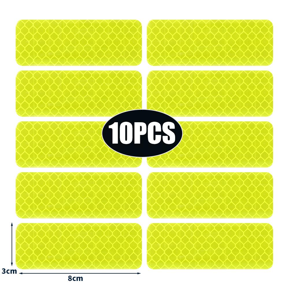 50/10pcs Car Bumper Reflective Stickers Reflective Warning Strip Tape Secure Reflector Stickers Decals Safety Warning 3*8CM