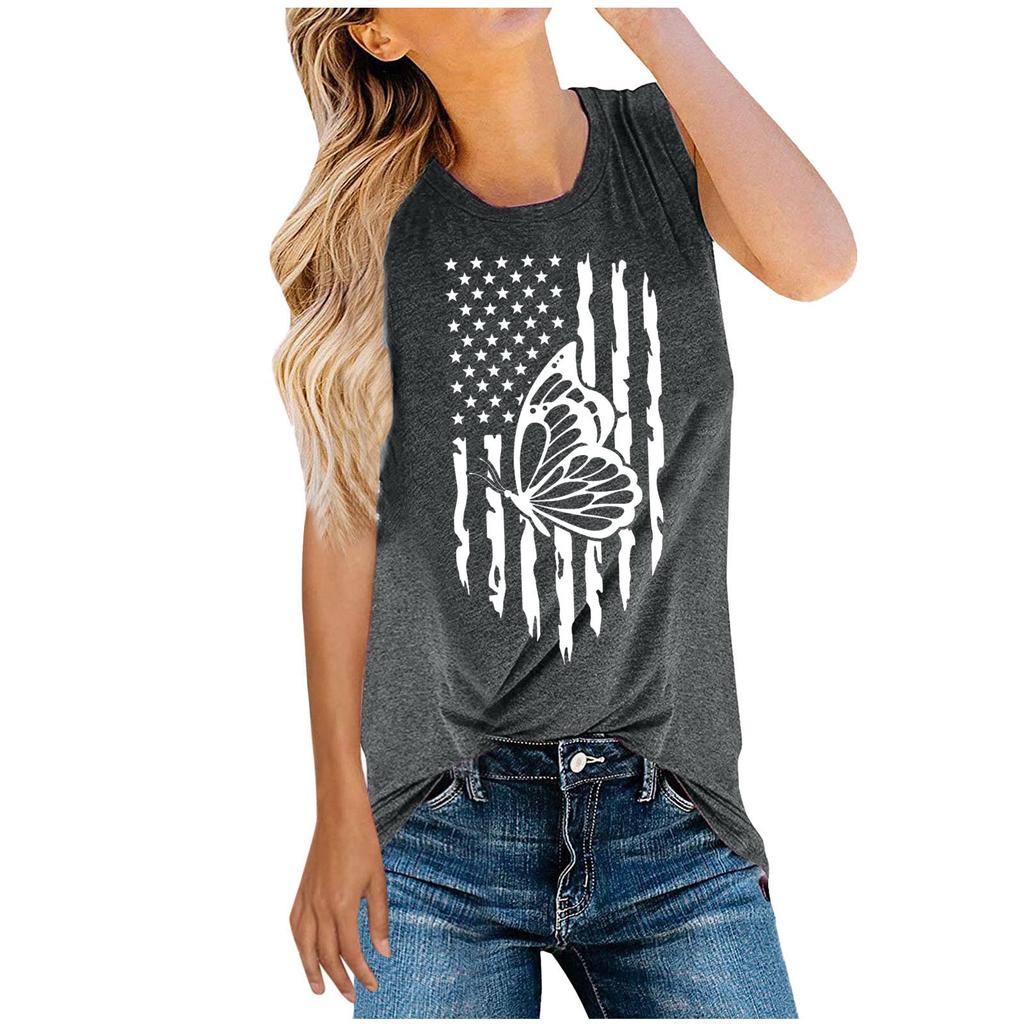 Lässiges, lockeres Tanktop für Damen mit Aufdruck „Independence Day Series“