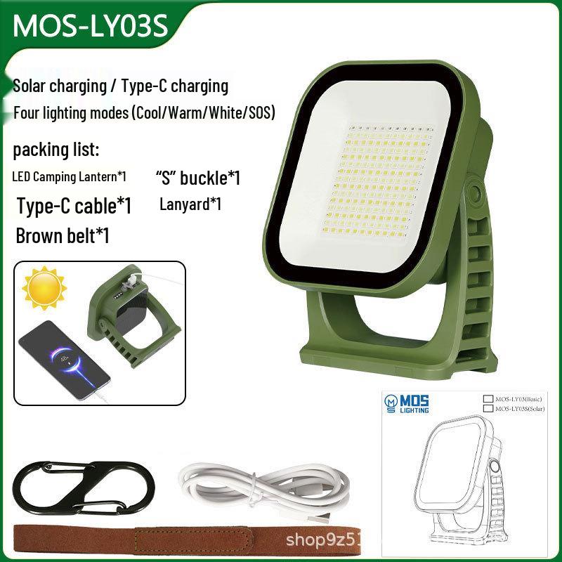 Solar-Powered Camping Lantern with Magnetic Base and Power Bank