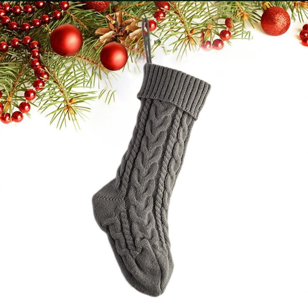 Cute Christmas Stocking, Solid Color  Dough Twists Knitting Stockings Christmas Stockings Pendant  Christmas Stocking For Fireplace, Shop Window,