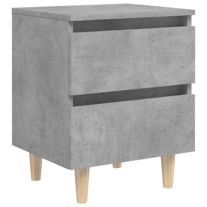 VidaXL Tables de chevet pieds en pin 2 pcs gris béton 40x35x50 cm 805860