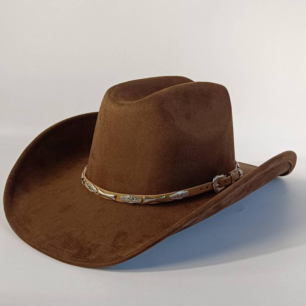 Stylish men's and women's felt hats cowboy hats soft felt hats with beige leather belts Panama hats outdoor parties hat.