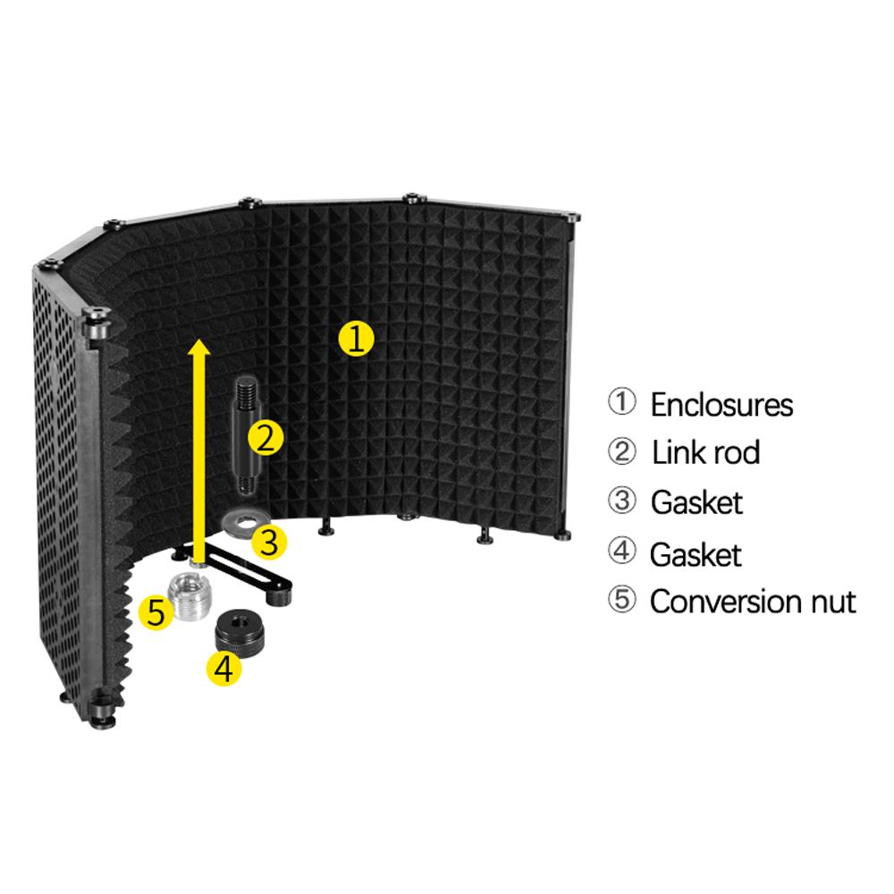 Foldable Adjustable Sound Absorbing Vocal Recording Panel Portable Isolation Microphone Shield Sound Proof Plate