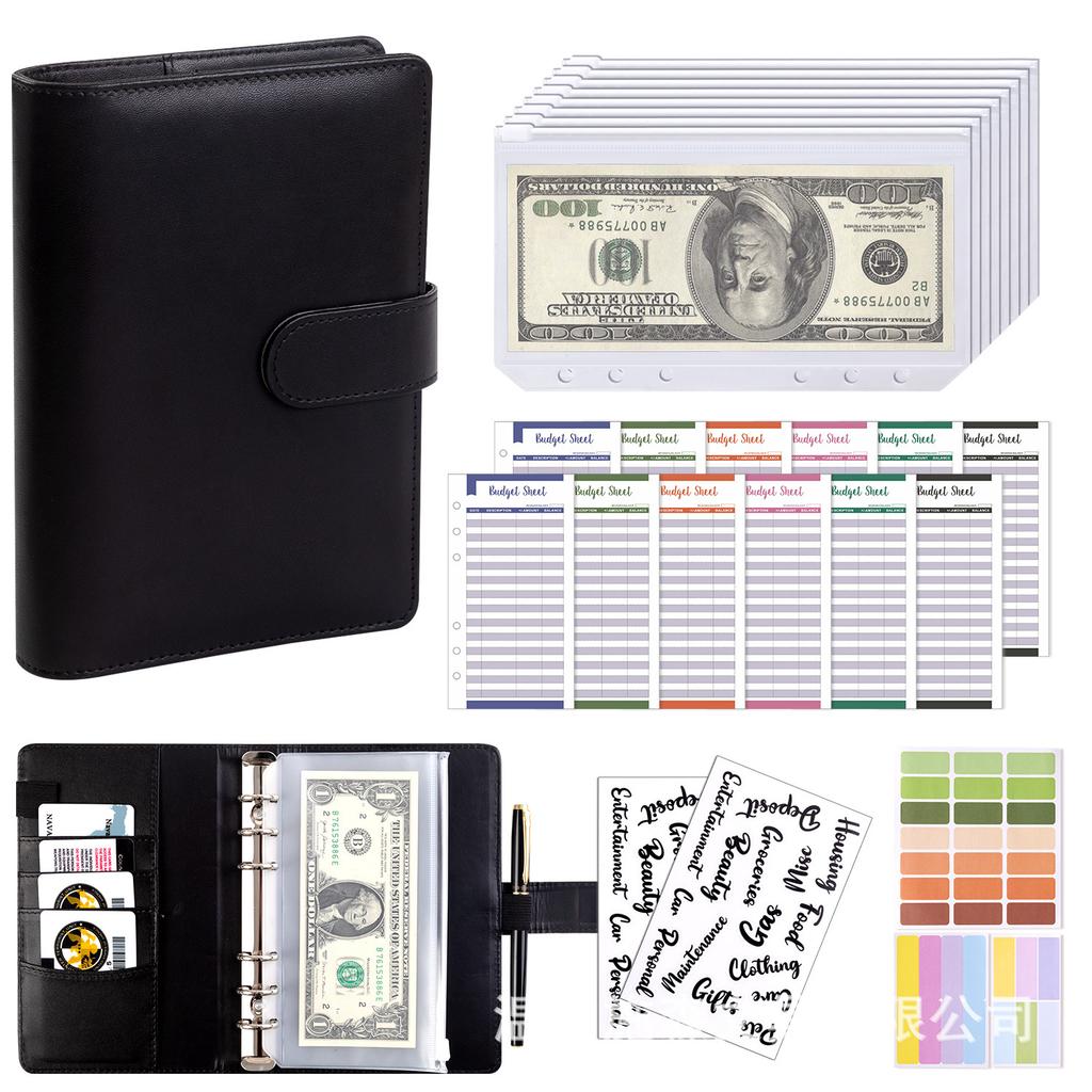 A6 Binder Case Cash Budget Book Macaron PU Leather Notebook Handbook