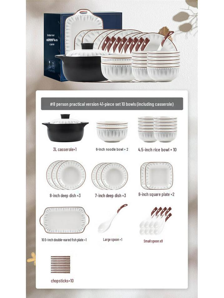 Kangmo Cream Style 41-Piece Ceramic Dinnerware Set