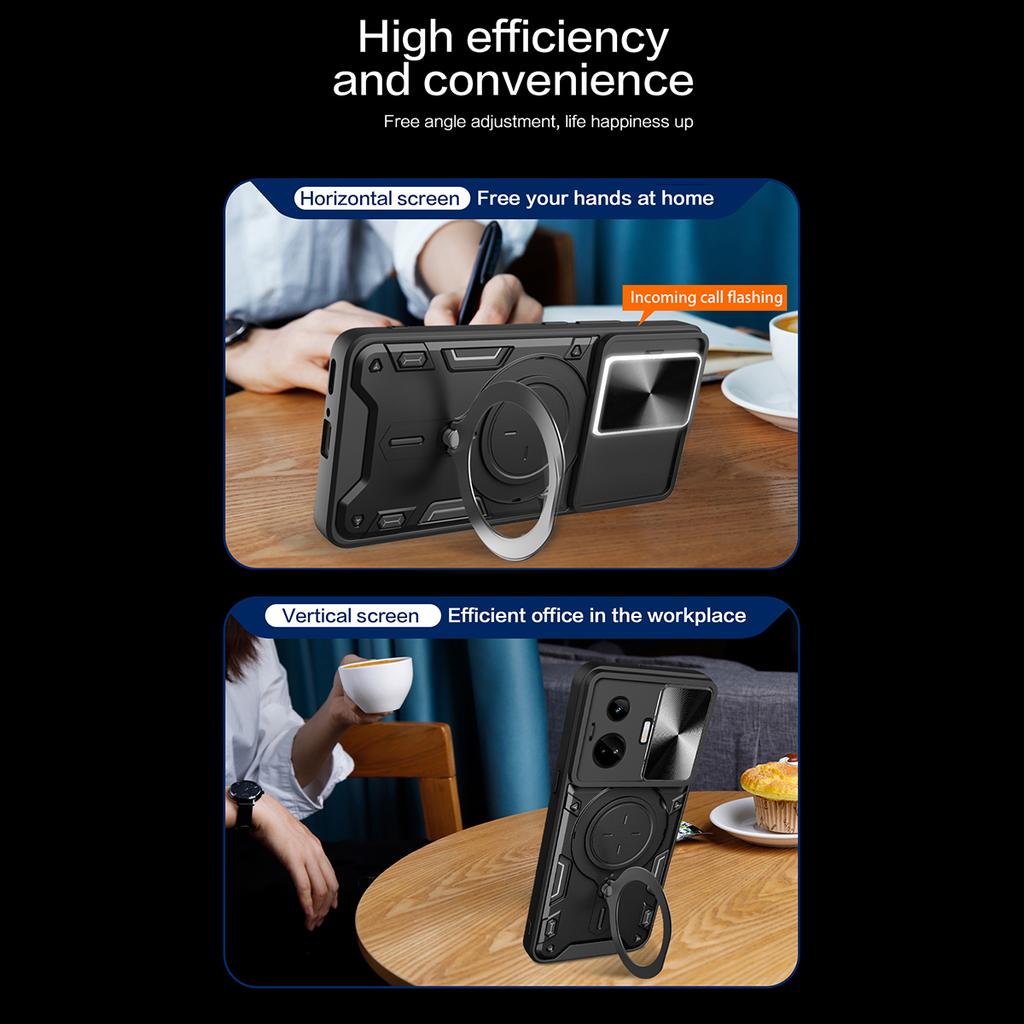 For Realme GT3 5G/GT Neo 5 5G PC+TPU Rotate Kickstand Cover Slide Lens Protection Shockproof Phone Case