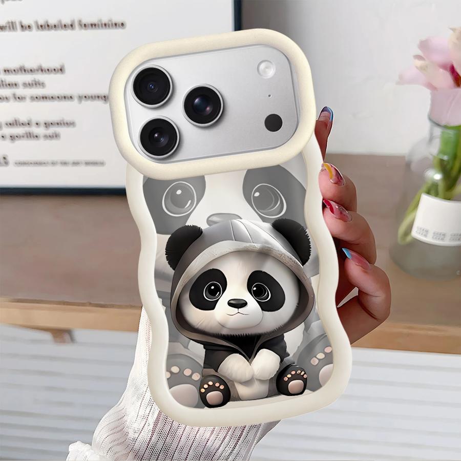 Case for iPhone 8 17 Air 13 14 11 XR 16 Pro Max 12 15 Plus Soft Phone Cover Cute Panda