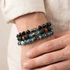 Vnox Black Hematite Tiger Eye Natural Stone Elastic Beaded Bracelets, Men's Stretch Cord Charm Wristband Jewelry Gift for Him