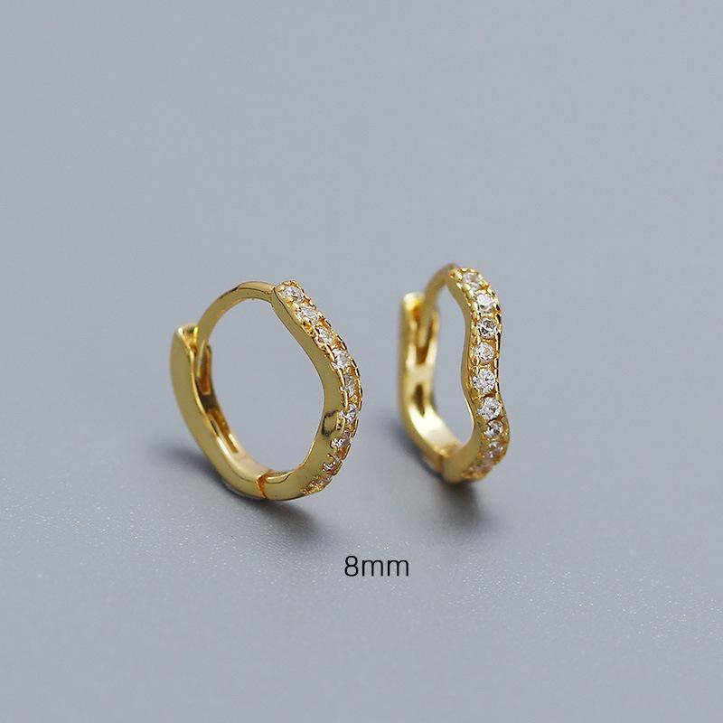 Sterling Silver Wave Ear Cuff with Diamonds - Elegant Stackable Women's Earrings