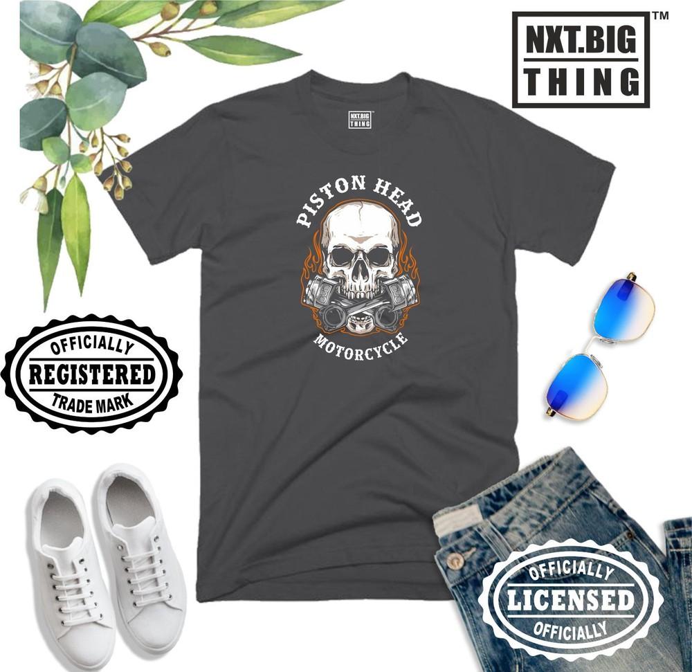 Piston Head T Shirt Bike Motorbike Motorcycle Mc Racer Skull Funny Gift Unisex Top
