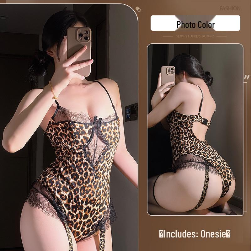 

Страстное кружевное боди с леопардовым принтом для сна 8621 One Size (40-60 kg)