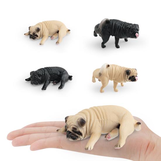 Simulated Dog Model PVC Sleeping Pooping Pug Shiba Figurine Statue Sculpture Home Office Desktop Decoration Ornament Kids Educational Animal Toy