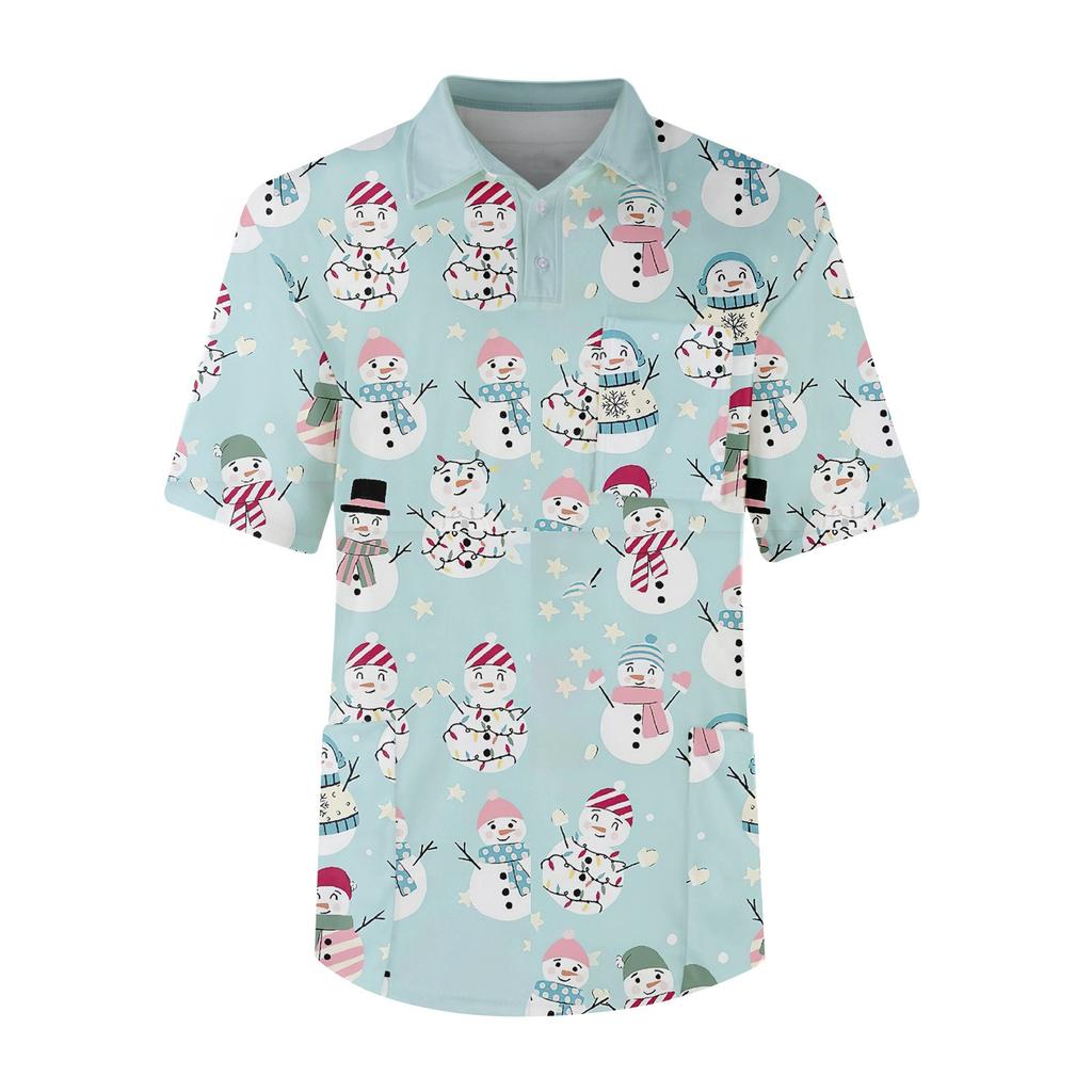 Men's Short Sleeve Button Lapel Solid Color Chest Pocket Dry-nurse Top