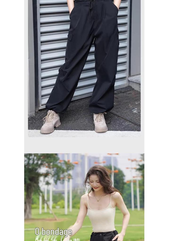 CAMEL Unisex Quick-Dry Ice-Feel Loose Wide-Leg Sport Cuffed Pants
