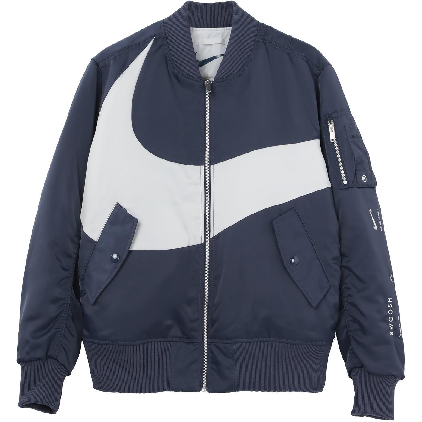 Men s Nike Sportswear Swoosh Therma-FIT Contrasting Colors Large Logo Reversible Loose Aviator Padded Jacket Blue DD6056-437 L