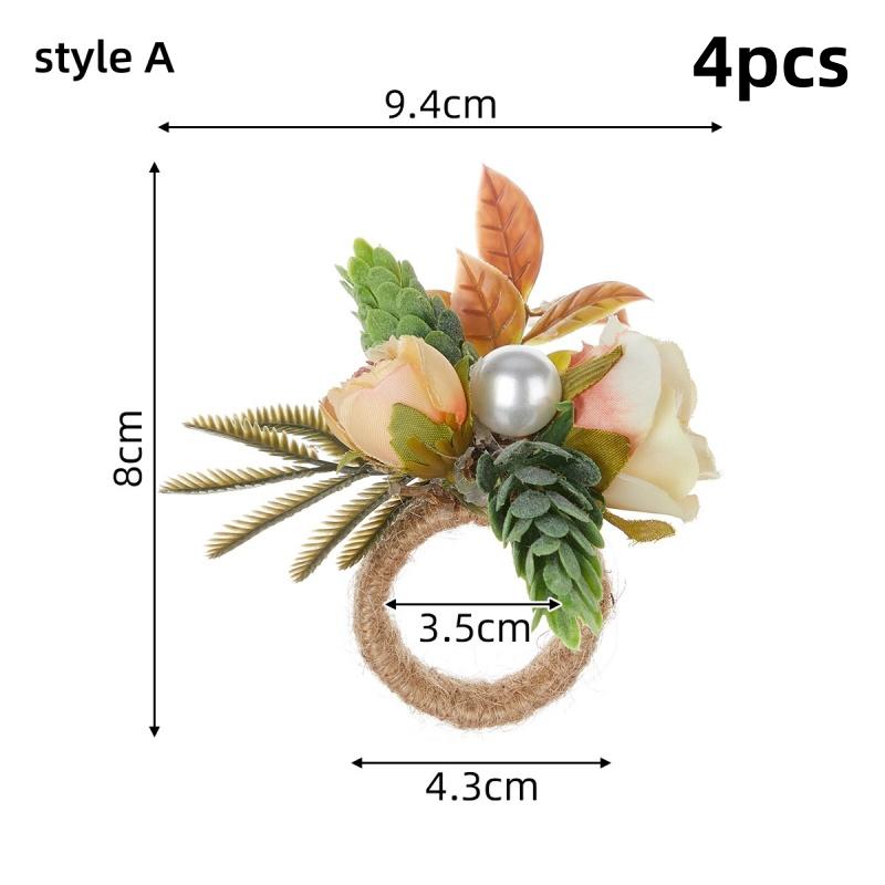 Flower Napkin Rings Rustic Napkin Rings Table Decor Western Napkin Ring Holder Rose Serviette Buckles for Wedding Party Banquet