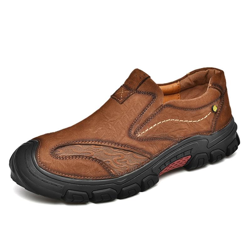 

Мужская обувь Рабочая обувь Повседневная обувь для активного отдыха Кожаные туфли с большим носком Весенние низкие туфли без застежек с закрытым носком Матовая воловья кожа Походы Альпинизм 44