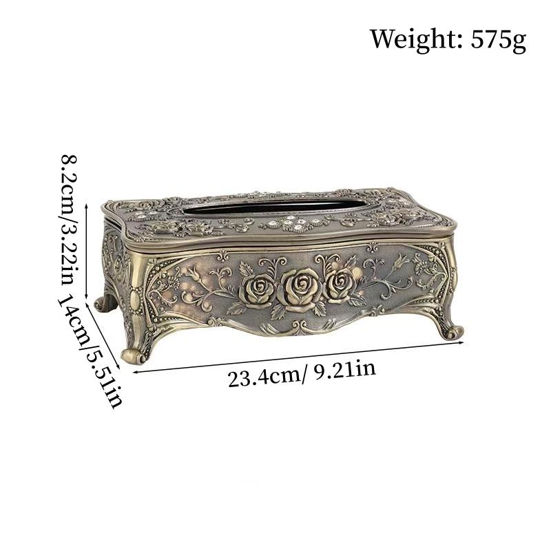 

Vintage Bronze Alloy Napkin Extraction Paper Box Toothpick Holder Living Room Napkin Dispenser Organizer Home Desktop Decorative