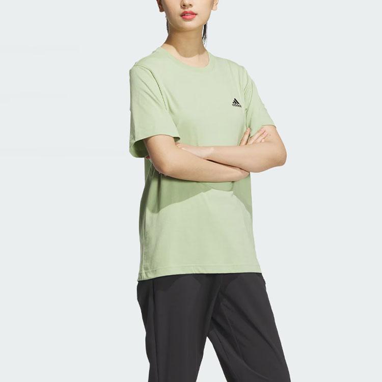 Adidas Sports Casual Solid Color Logo Round Neck Short Sleeve Drop Shoulder T-Shirt Unisex T-Shirt Magic-Yellow-Green JI9066