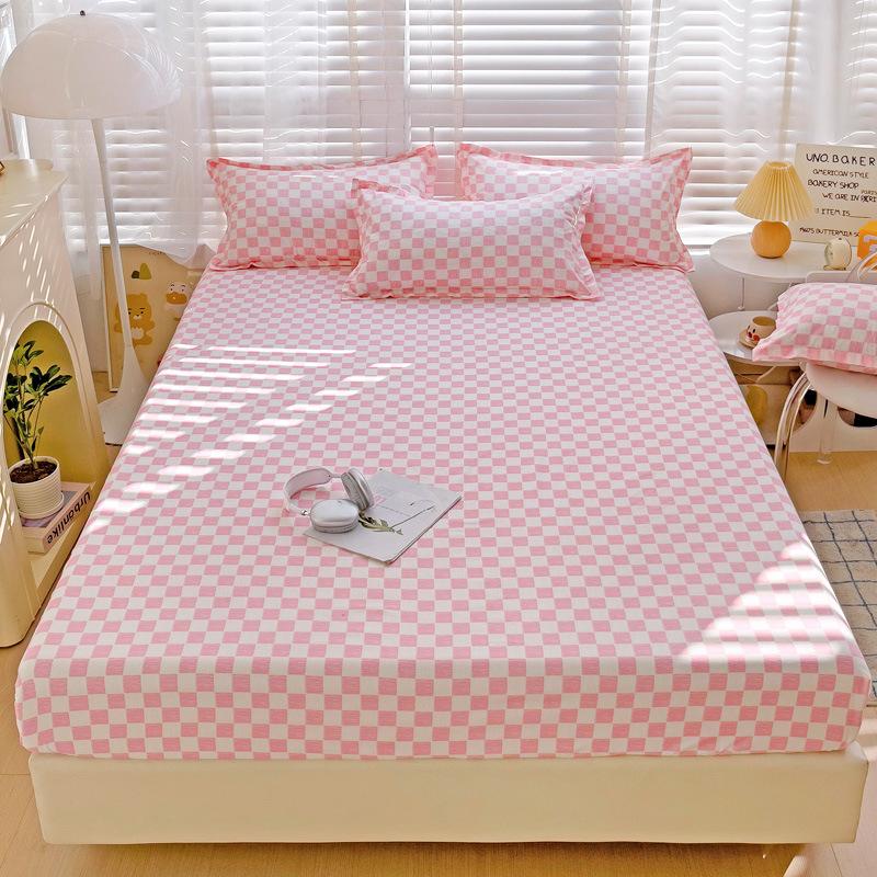 Four Seasons Skin-friendly Washed and Brushed Solid Color Pillowcase Protective Cover Double Fitted Sheet Taiwan Bed Bag