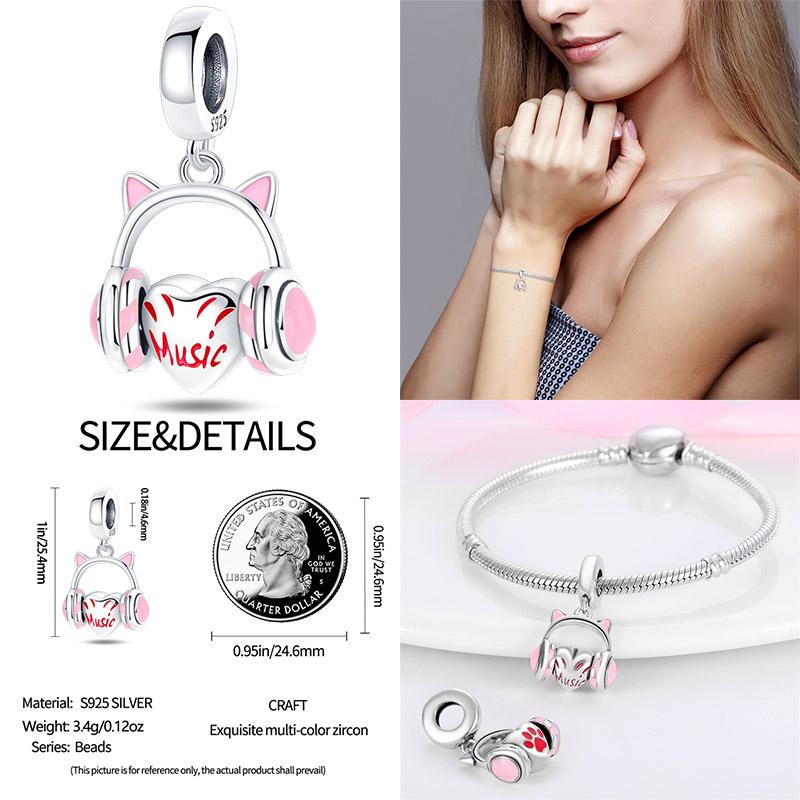 Original Design Kopfhörer Anhänger Kupfer Charm Perlen Passen Original Marken Armband Frauen DIY Schmuck Geschenk Herstellung
