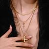 Collier Jiedin en acier titane avec zircon cubique style européen et américain ne se décolore pas bijoux bijoux en acier inoxydable