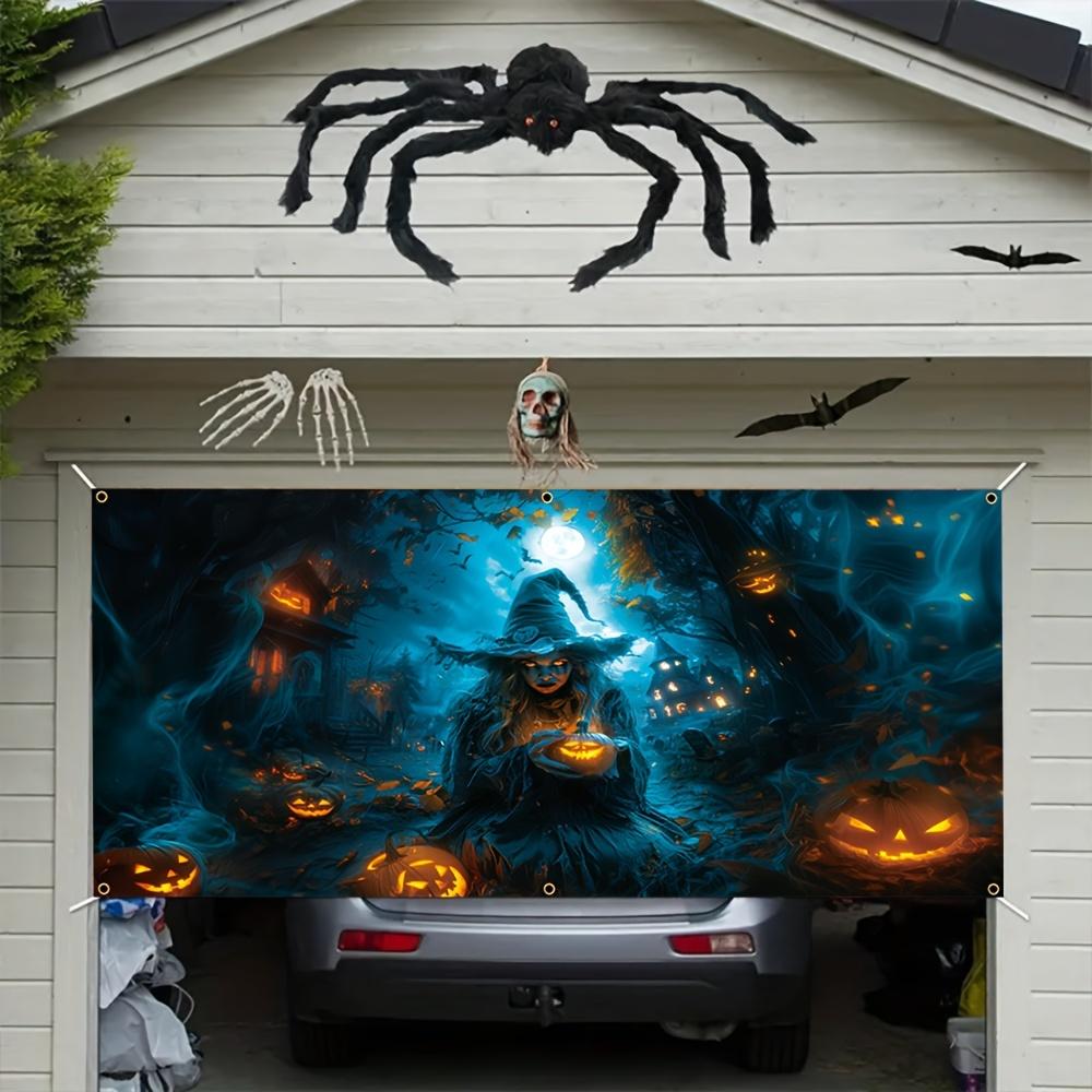 One 2D Flat Halloween Garage Polyester Background a Creepy Witch Castle Suitable for Halloween Decoration