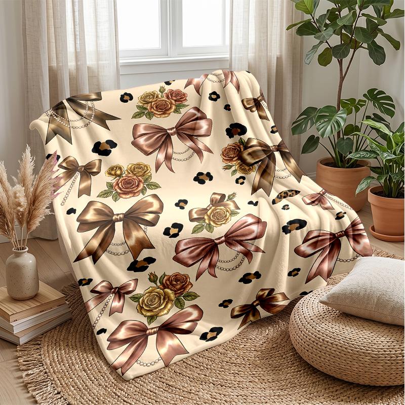 Leopard and Blue Roses 1 Theme blanket Lightweight Warm Flannel Blanket Decorative Throw Blanket for Home Decoration