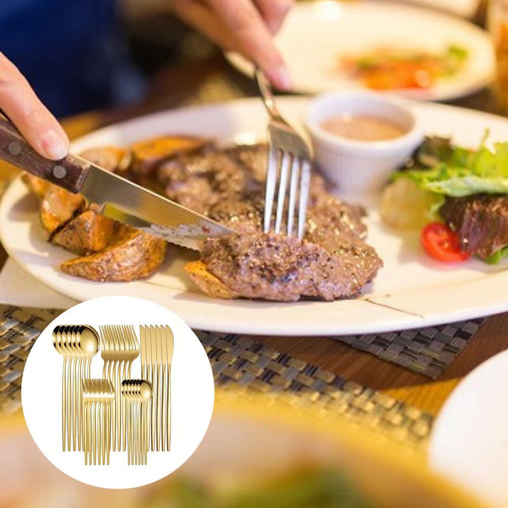 24/30pcs Dinnerware Set Fork Spoon Set Stainless Steel Dinnerware Set for Family Gatherings Rust-proof Cutlery for 6 for Kitchen