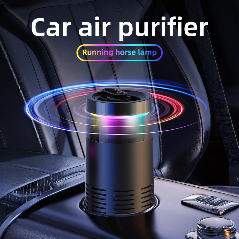 Portable Car Air Purifier Negative Ion & HEPA Filter Low Noise DeodorizerDust Smoke Removal Compact Design for Car Home Use