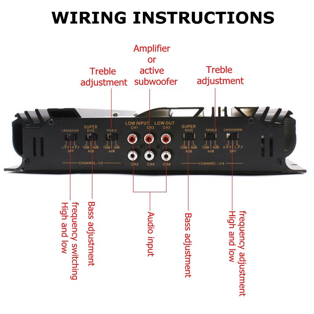 Aluminum Alloy Car Amplifier Multichannel Powerful Car Audio Amplifier Vehicle Power Stereo Amp 3800W Car Sound Amplifiers