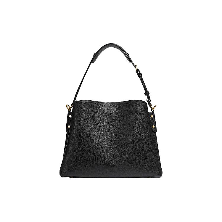 Coach Weide 32 Schlossverschluss Unifarben Abnehmbarer Schultergurt Leder Handtasche Damen Handtaschen Schwarz C2621-B4BK