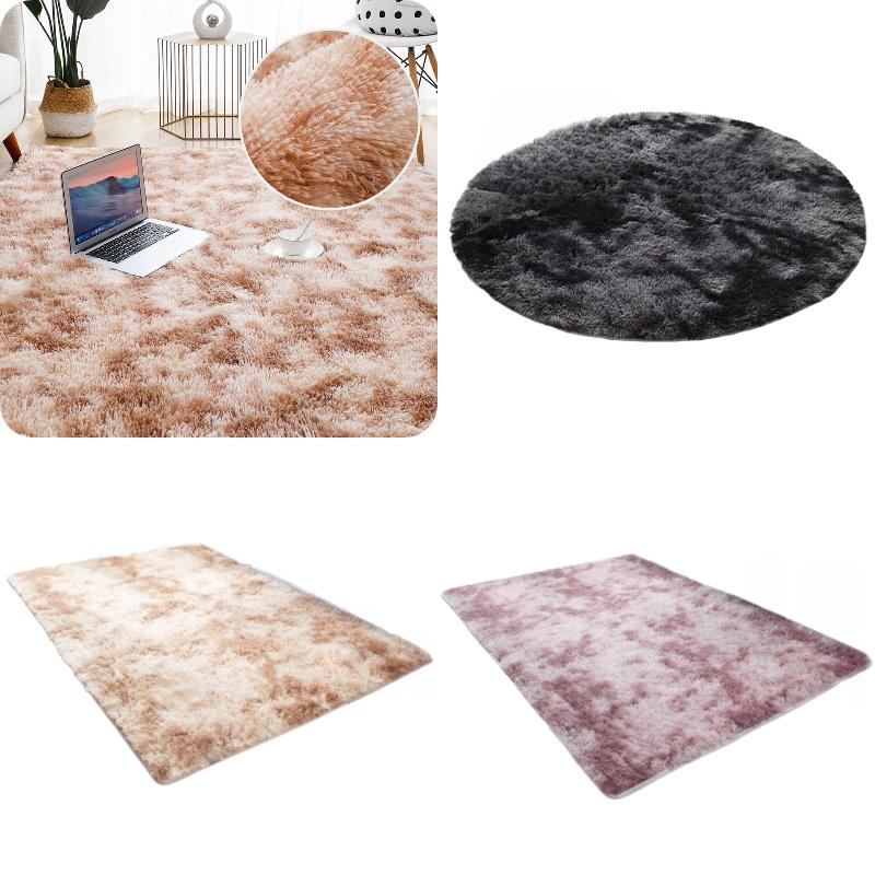 Nordic Style Round Carpet For Bedroom And Living Room Polyester Fiber Material Hand Washable