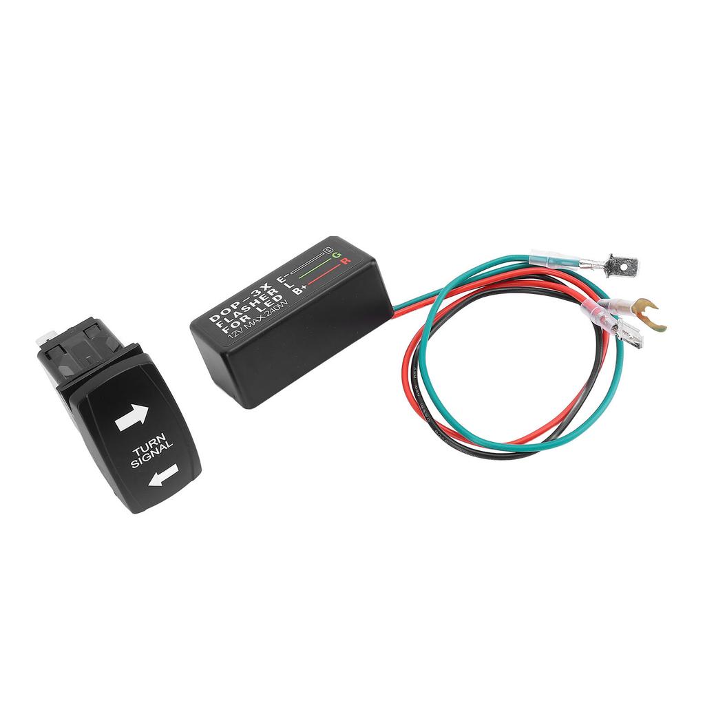 DC12 24V Turn Signal Rocker Switch with Flasher Green LED for ATV UTV RV Vehicle Off Road Pickup Tractor Boat Motorcycle