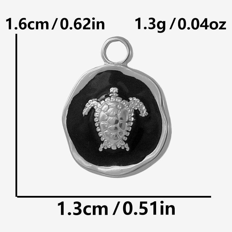 6pcs Punk Dark Black Stainless Steel Enamel Charms For Jewelry Making Supplies Sun Heart Cross Ocean Animal Pendant DIY Pendants