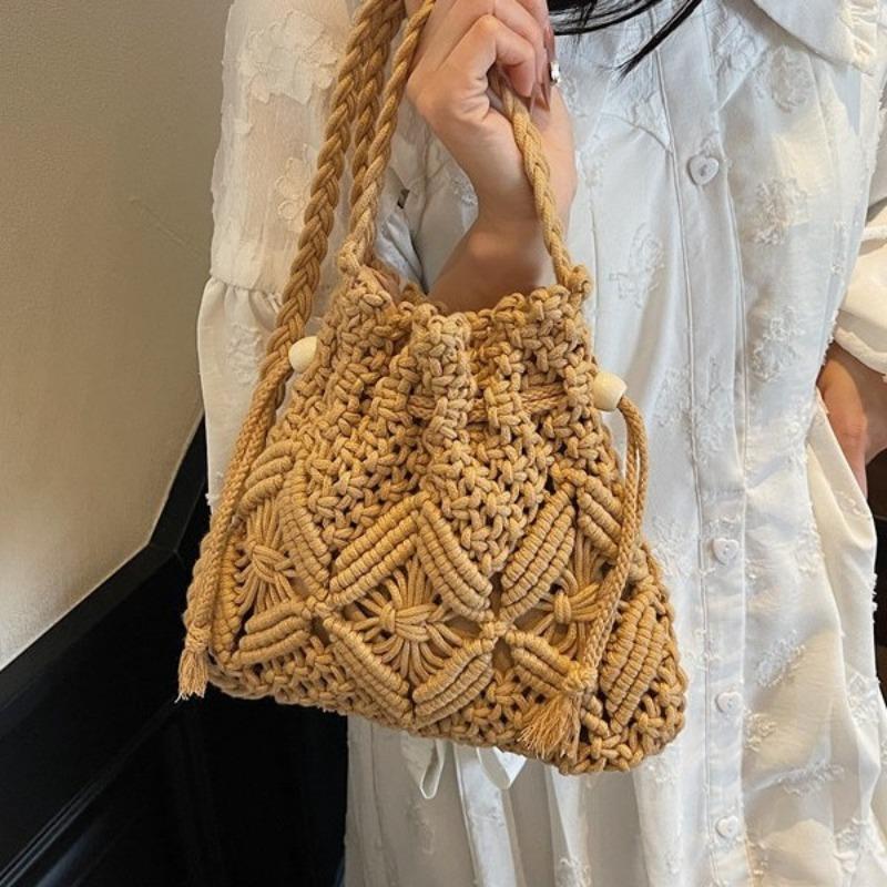 Handwoven Bag Straw Bag New Bucket Bag Seaside Beach Bag High-end Exquisite Messenger Bag