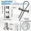 30pcs Stainless Steel Wire Rope Clamps with Screws - Double Hole Cable Crimping Ring Accessories, Adjustable and Reusable,for 1-2.5mm Steel Wires