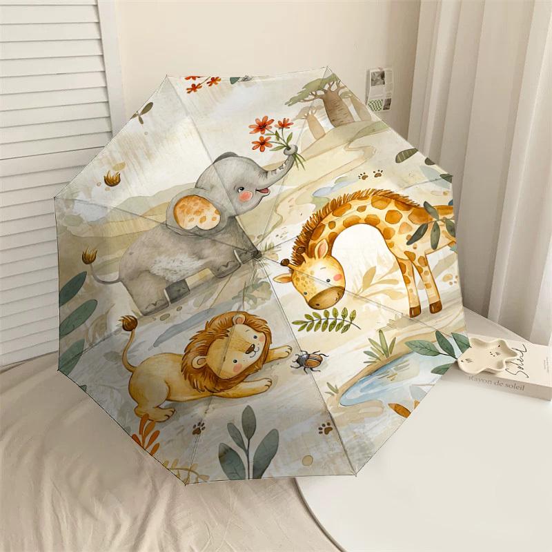 

1PC Safari Elephant Umbrella-8-Rib Reinforced Portable Folding Travel Suitable for All Seasons Outdoor Daily Use-Z0496