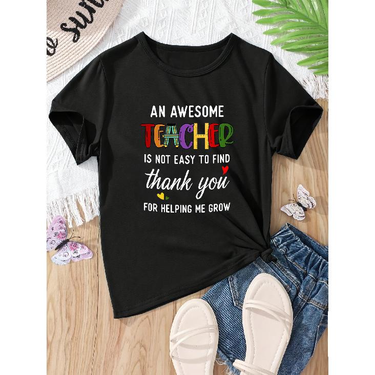 Teacher s printed pattern casual loose short-sleeve summer shirt T Shirt S чёрный