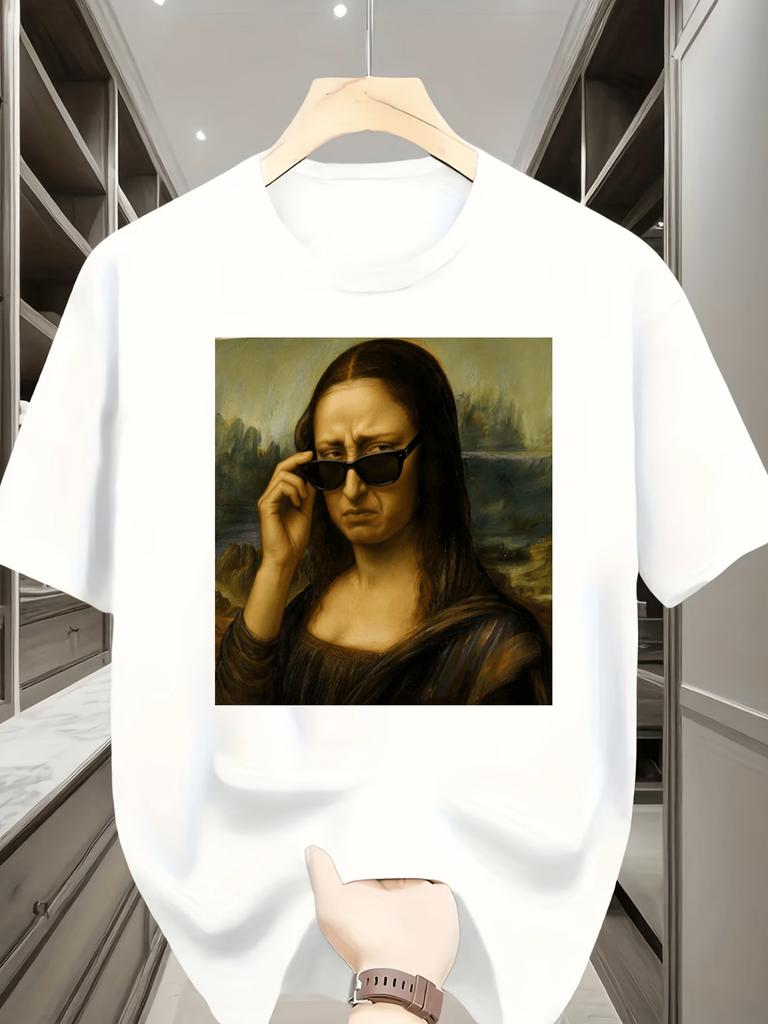 Funny Classic Art Graphic T Shirt Unisex Unisex Short Sleeve Shades Humor Vintage Famous Painting Premium Cotton Street Tops