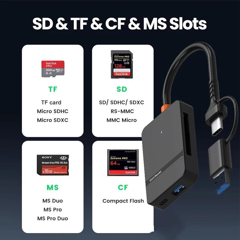 8 In 1 USB Card Reader 3.0 Card Reader SD Micro SD TF CF MS U Disk Compact Flash Card Adapter for Laptop  Smart Card Reader