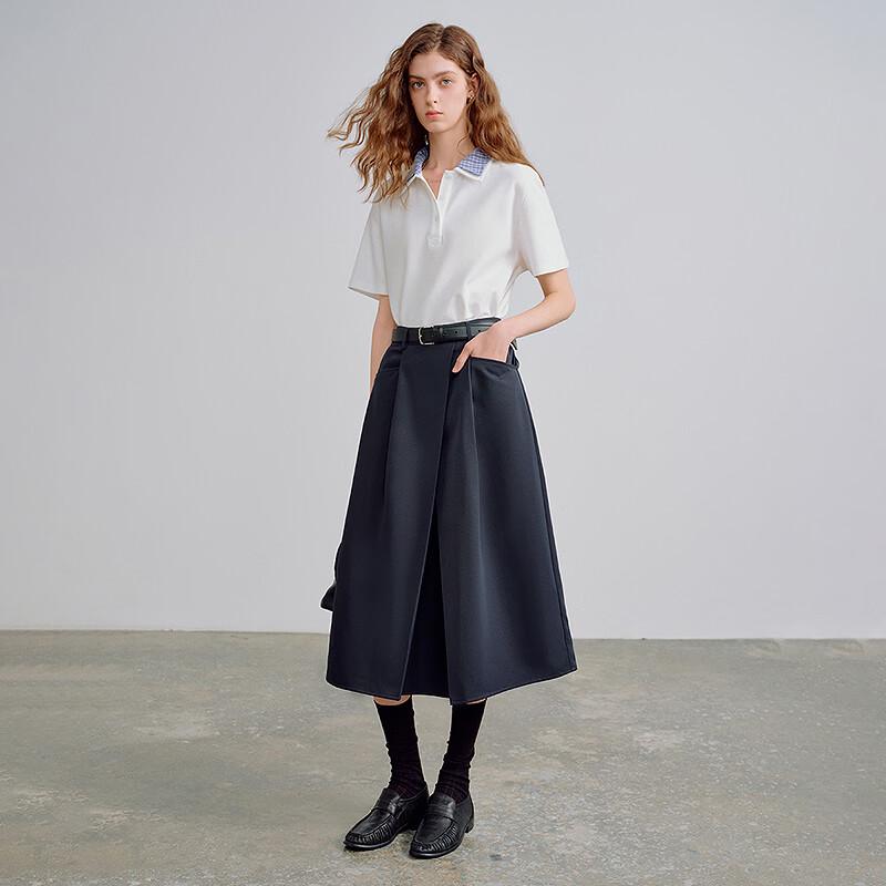 Chuyu Women's Elastic Waist Origami Cocoon Midi Skirt