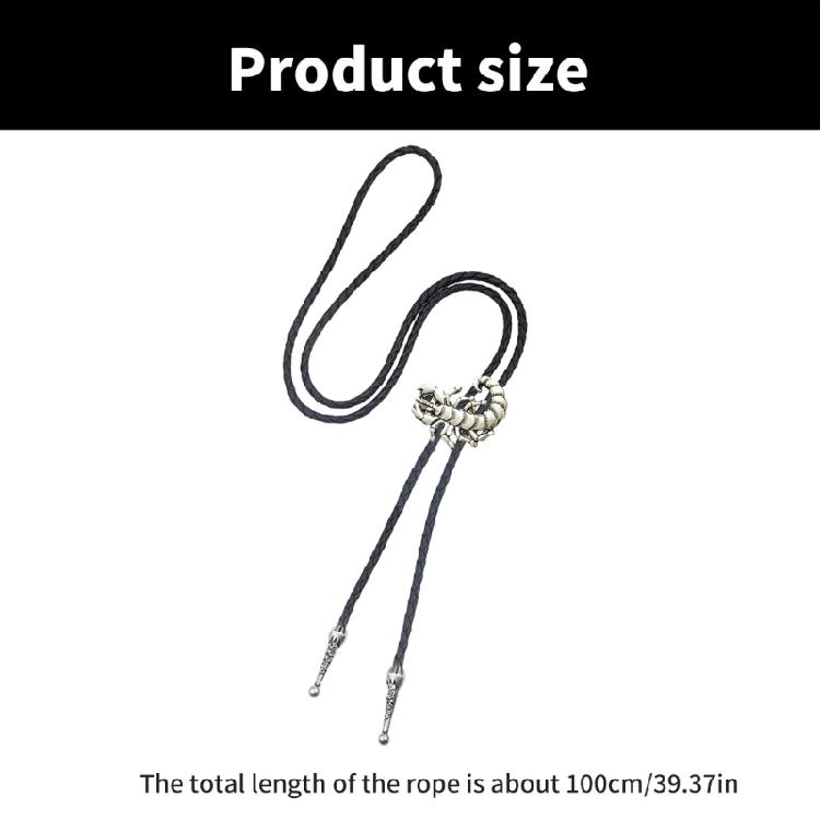 Men's Cowboy Bolo Tie Vintage Western Accessory Metal Scorpion Animal Pendant Adjustable Leather Cord Necktie Necklace