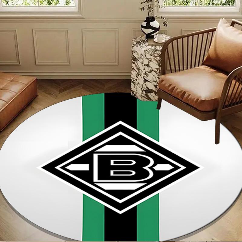 1PC Green Black Borussia Round Rug for Livingroom,Bedroom, Palyroom, Chair Rug, Area Rug, Circle Carpet, Large Size Fan Christmas Gift