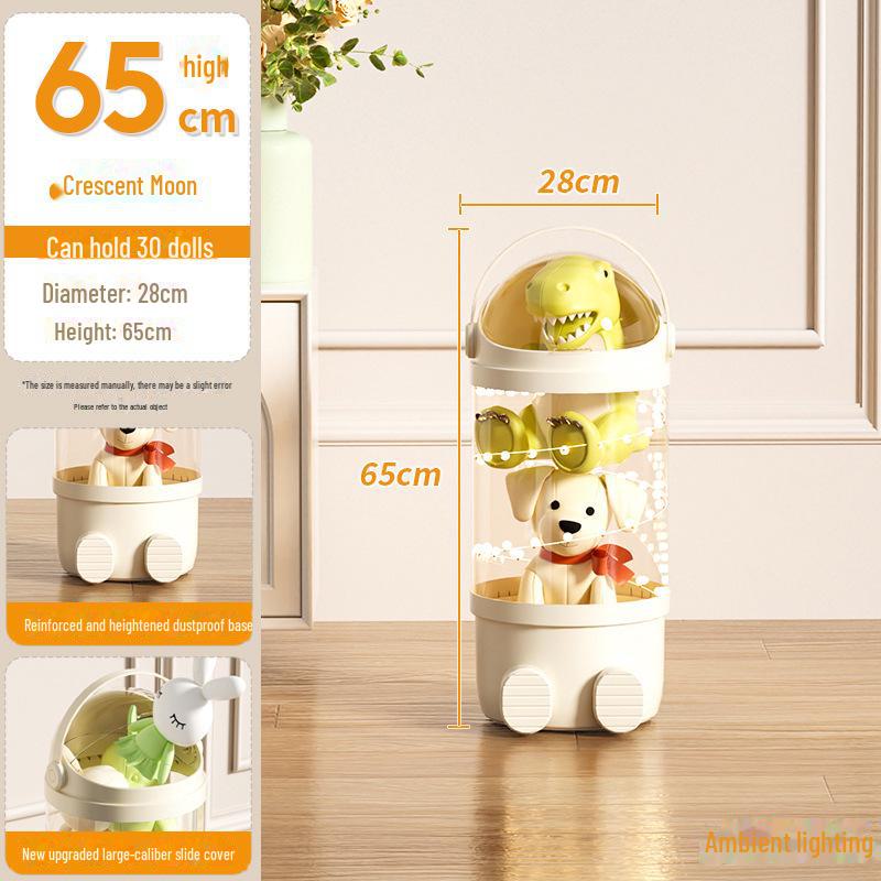 Large Plush Doll Storage Bucket - Cartoon Design, Dustproof, with Buckle for Kids