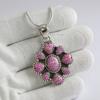 Hot Pink Opal Cluster Pendant, Anniversary Pendant, Heart Shape Multi Stone Pendant, 925 Sterling Silver Pendant, Fire Opal Pendant