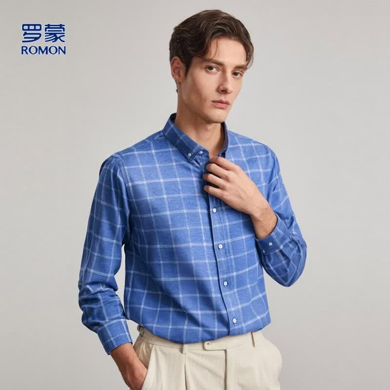 Romon Men s Casual Long-Sleeve Shirt M