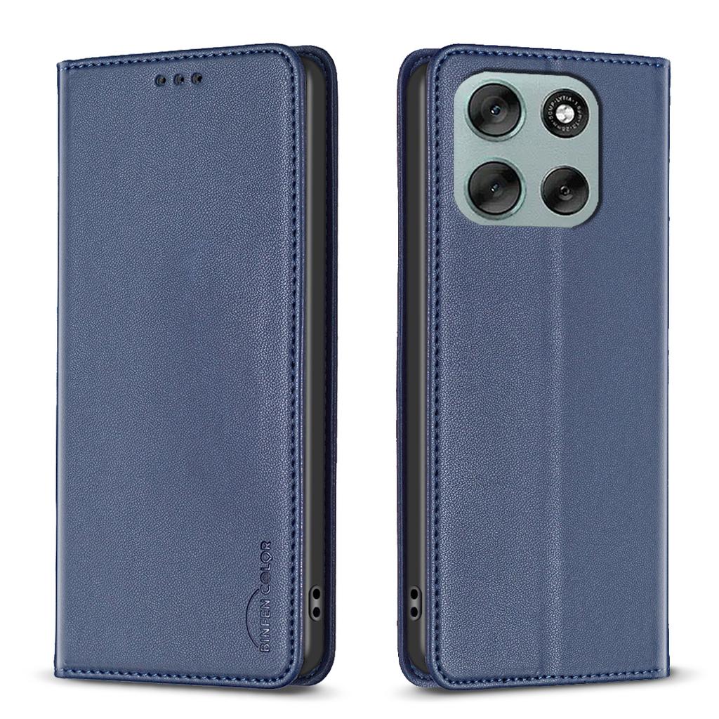 For Motorola Moto G56 5G Leather Case BINFEN COLOR BF18 Phone Stand Cover with Card Slots