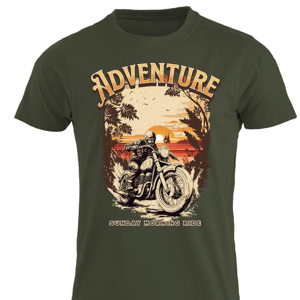 Adventure Sunday Morning Ride Motorcyclist T-shirt Motorbike Bike Chopper Tee Cafe Racer Biker Tshirt Biker Dad Grandad Outdooractive Shirt L
